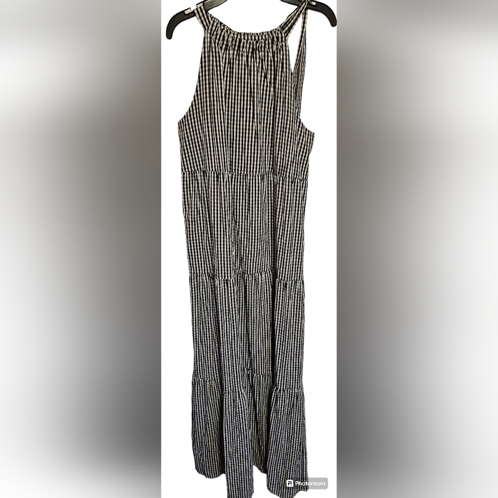 Maggy London sz 6 womens gingham print maxi dress